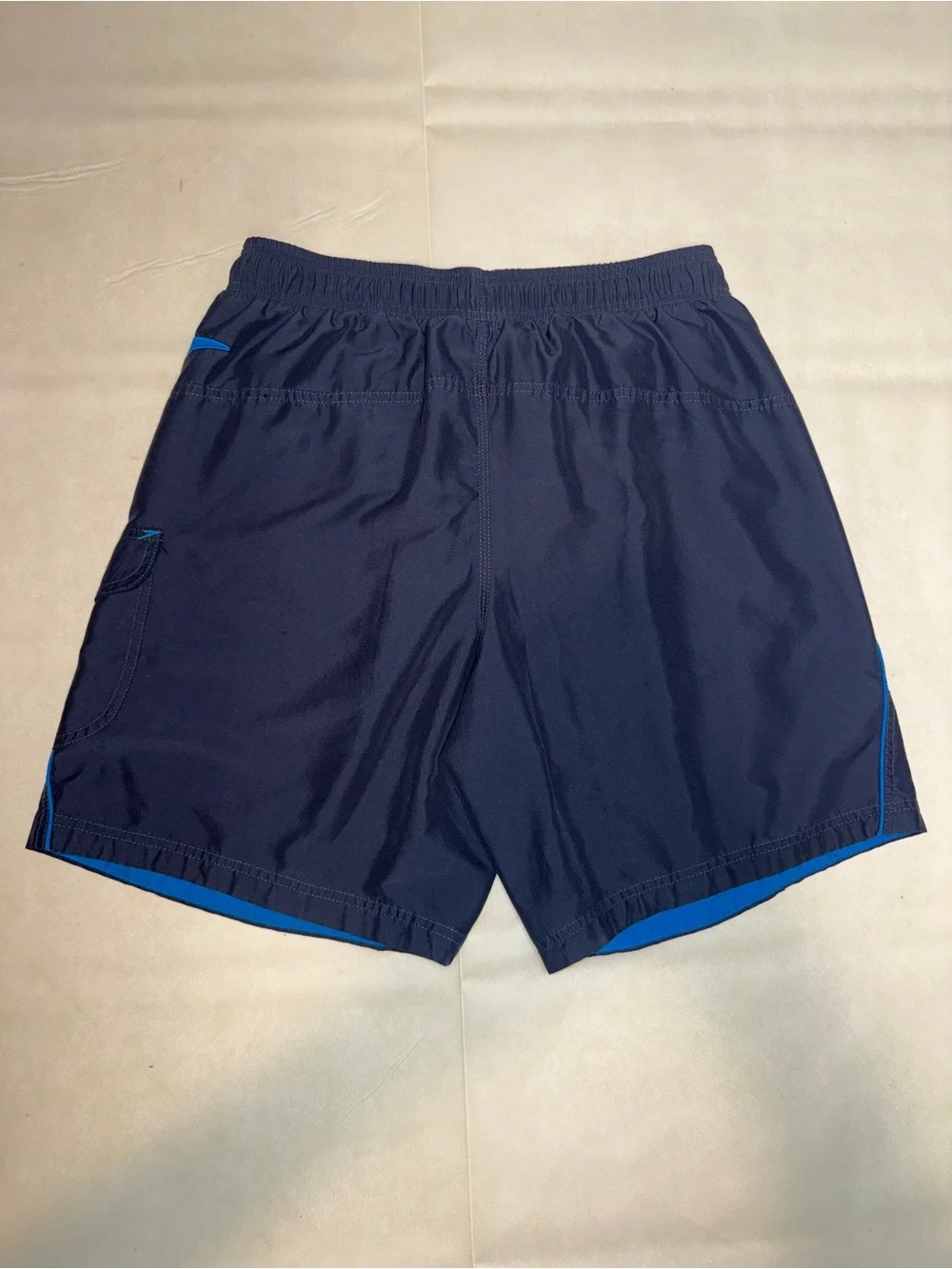 Speedo Men's Navy Swim Trunks with Bright Blue Accents